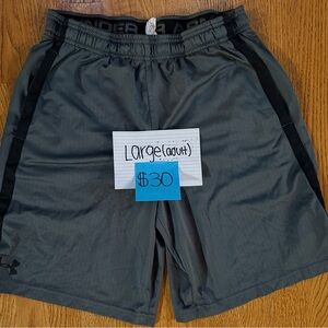 Under Armour shorts (4 shorts available. $25 PER Youth LG item, $30 PER LG item)